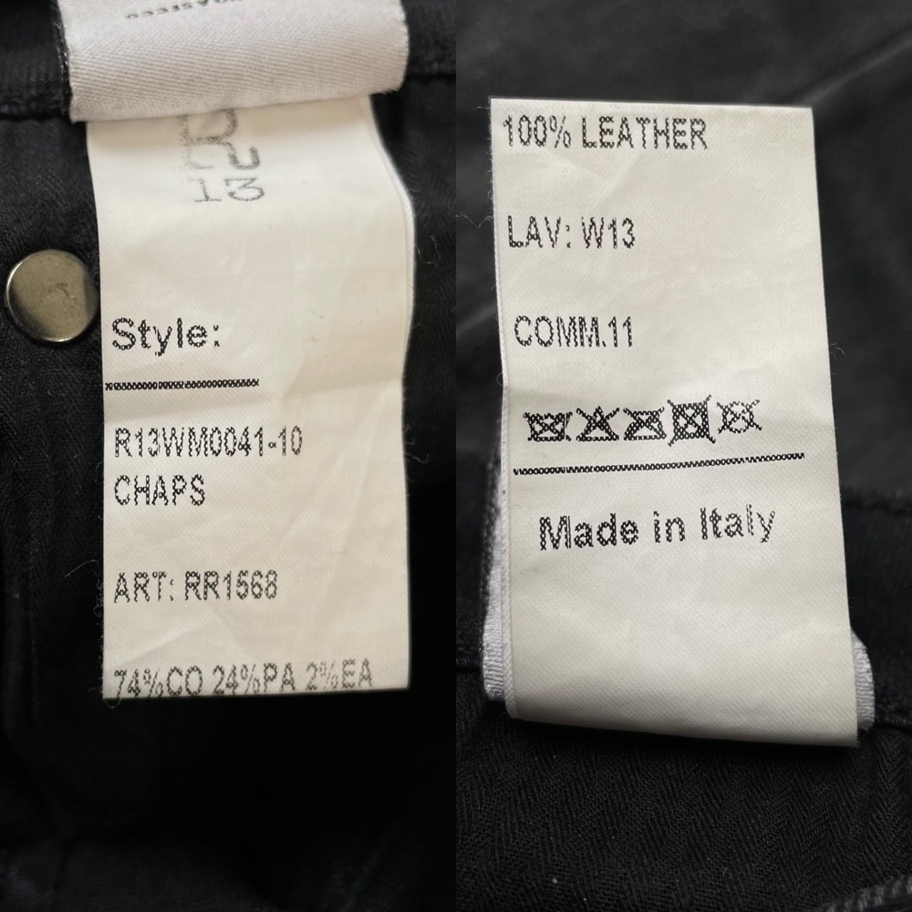 R13 Leather Chaps Jeans Size 26 Black - Picture 10 of 10